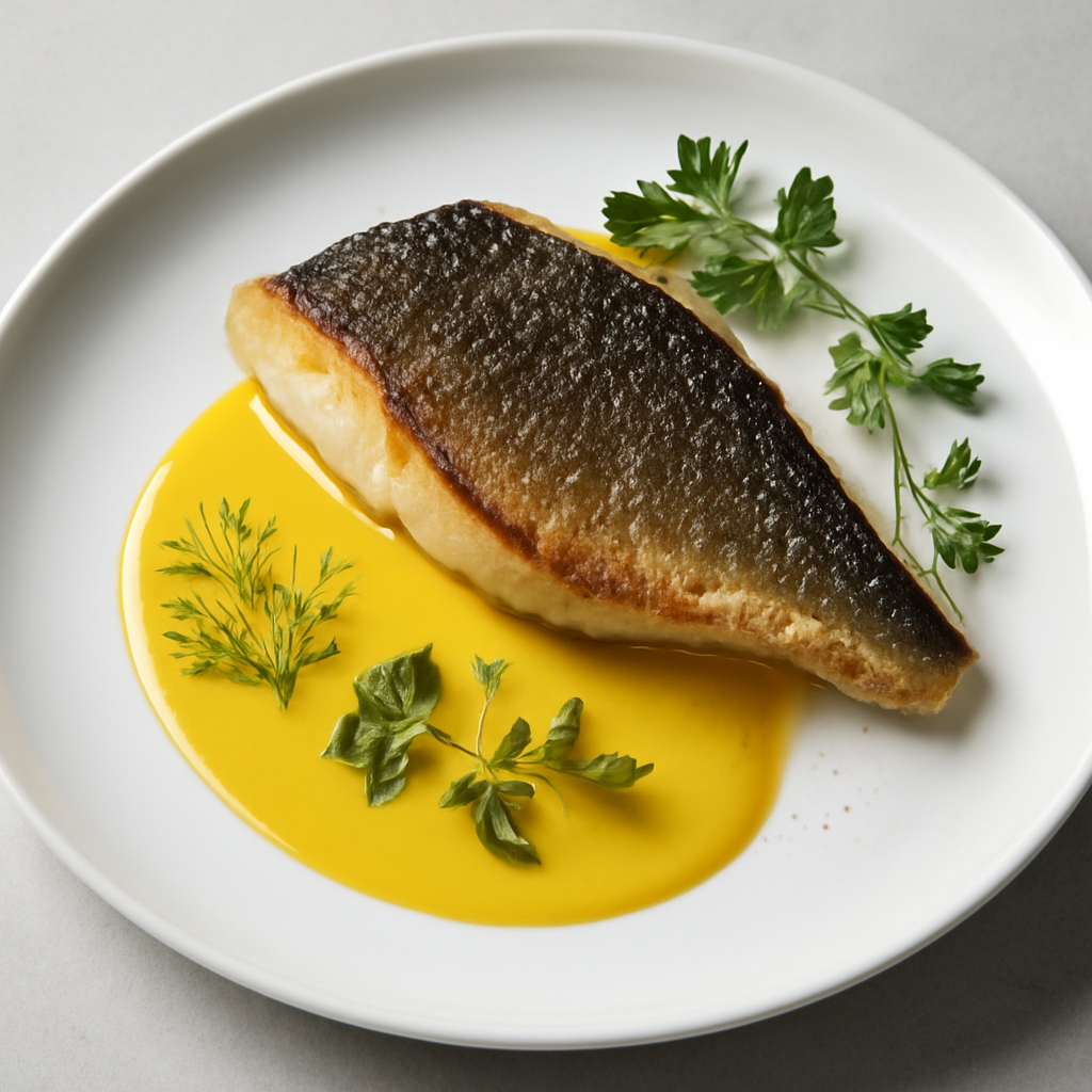 Bar de ligne rôti au safran