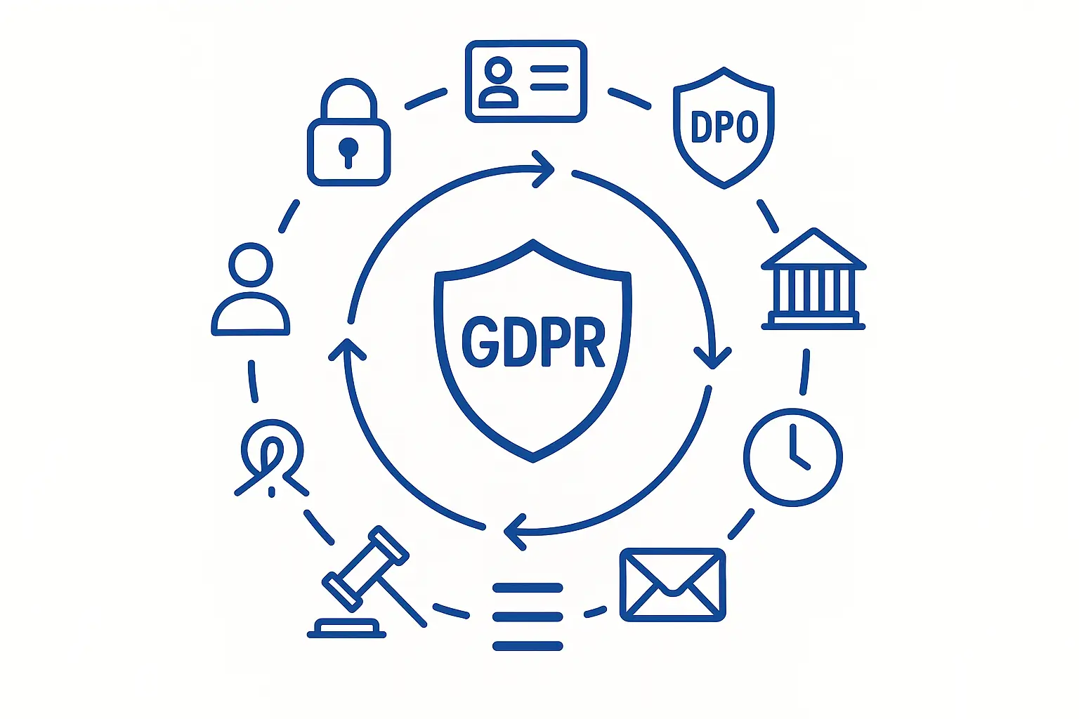 Schéma des 9 mentions obligatoires d'une politique de confidentialité RGPD