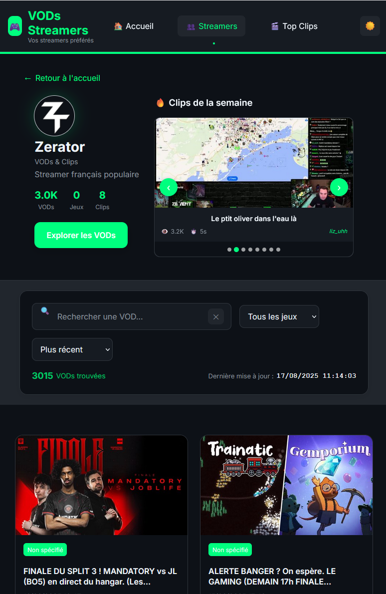 Application web VodStreamers